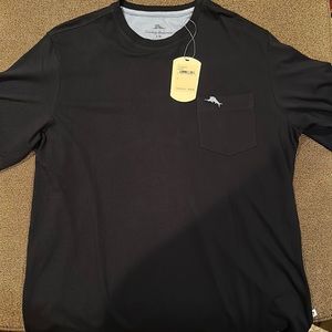 Tommy Bahama Men’s Large Short Sleeve T-Shirt with Pocket Black NEW WITH TAGS